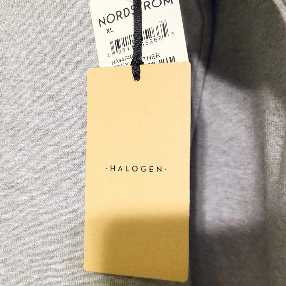 NWT Halogen "Wine Is My Valentine" Light Grey Comfy Fitted Scoop Neck Sweatshirt - Picture 3 of 8
